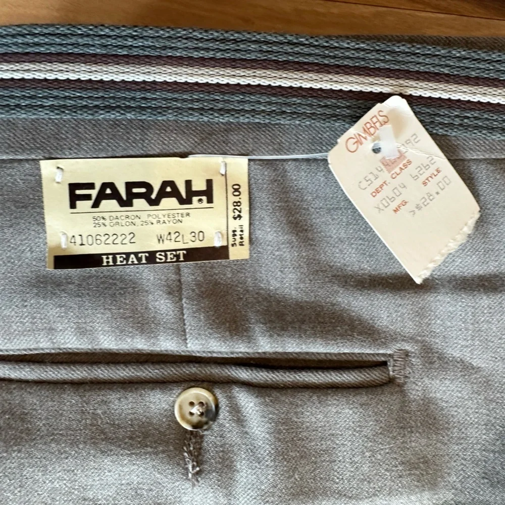 Vintage Farah Tan Dress Slacks with Belt size 42x30